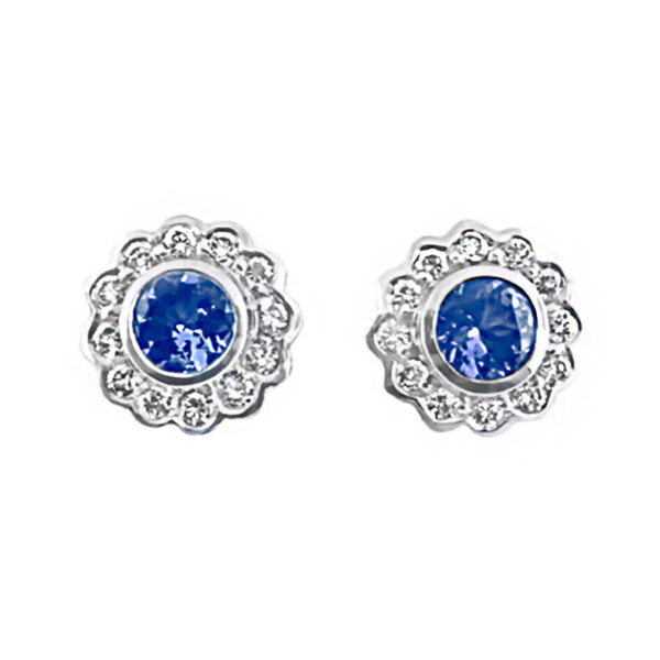 Tanzanite and Diamond Halo Earrings