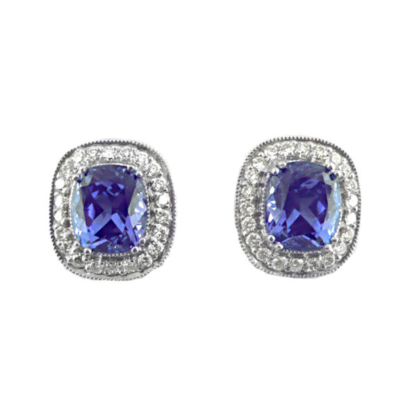 Elongated Cushion Tanzanite Studs