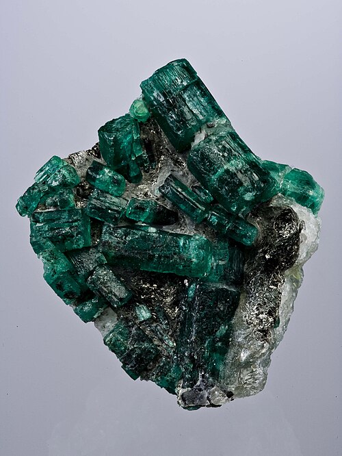 Emerald-green Crystal Cluster on a Light Rock Matrix