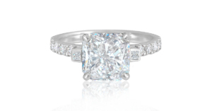 Radiant Cut Diamond Ring with Diamond Halo Enhancer Ring