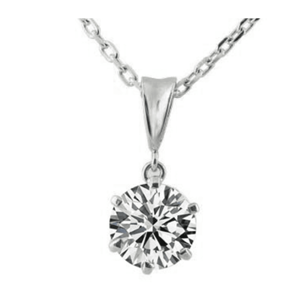 White Gold Solitaire Diamond Pendant Necklace Round Brilliant