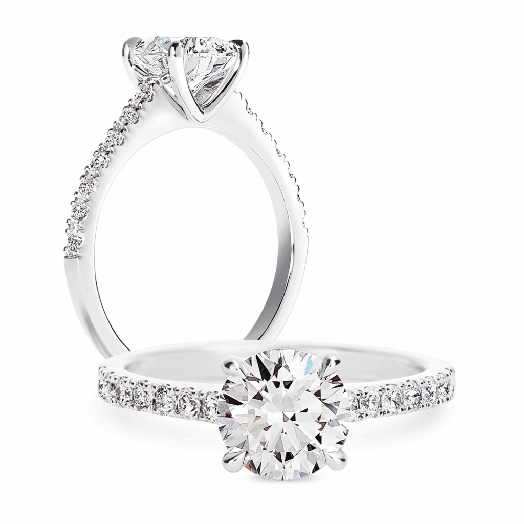 1.51ct Round Diamond Solitaire in Platinum with Accent Diamonds in the Band