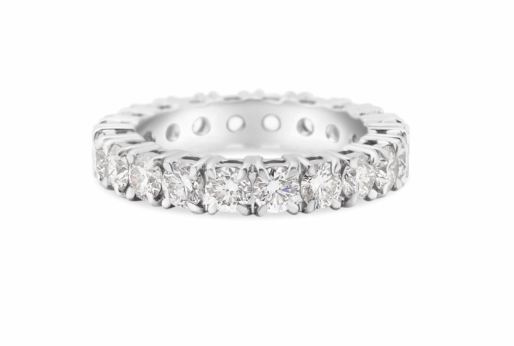 Platinum or White Gold Eternity Band with Claw-set Round Diamonds.
