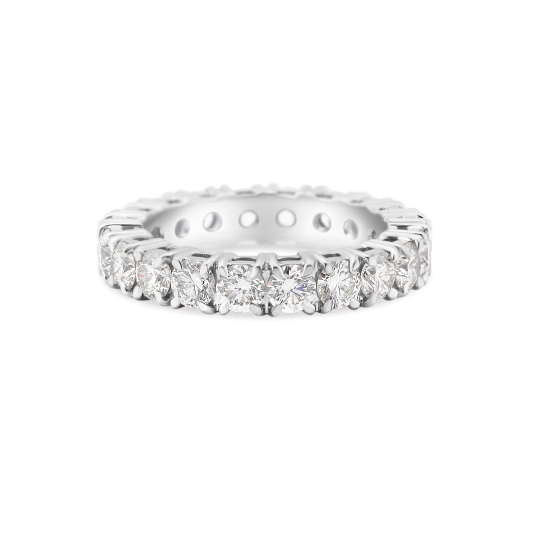 Platinum or White Gold Eternity Band with Claw-set Round Diamonds.
