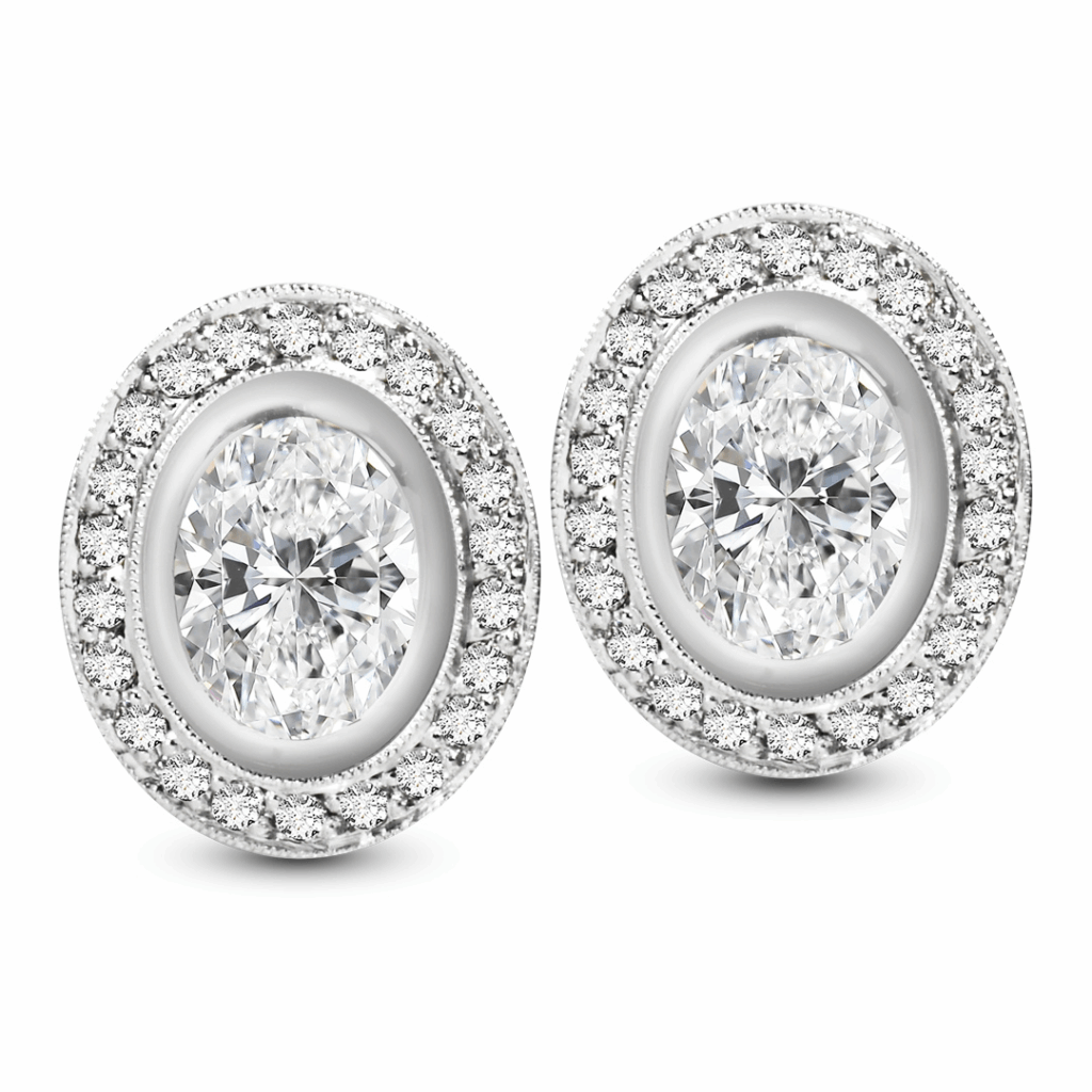 Oval Diamond Halo Earrings